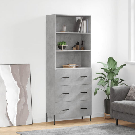 Credenza Grigio Cemento 69,5x34x180 cm in Legno Multistrato - homemem39