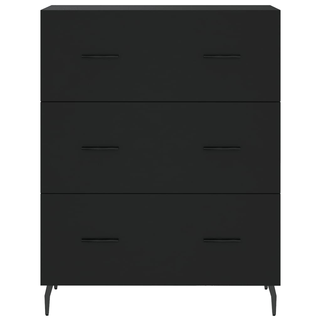 Credenza Nera 69,5x34x180 cm in Legno Multistrato