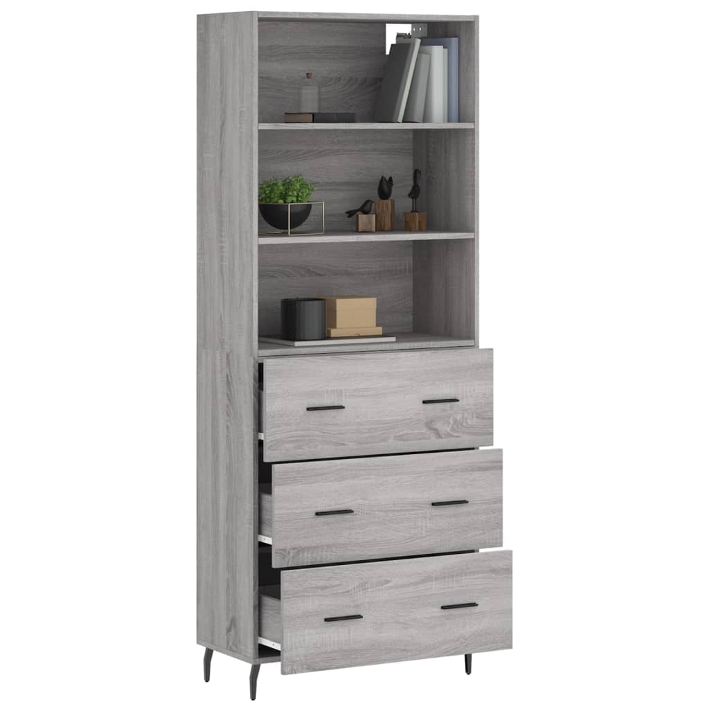 Credenza Grigio Sonoma 69,5x34x180 cm in Legno Multistrato - homemem39
