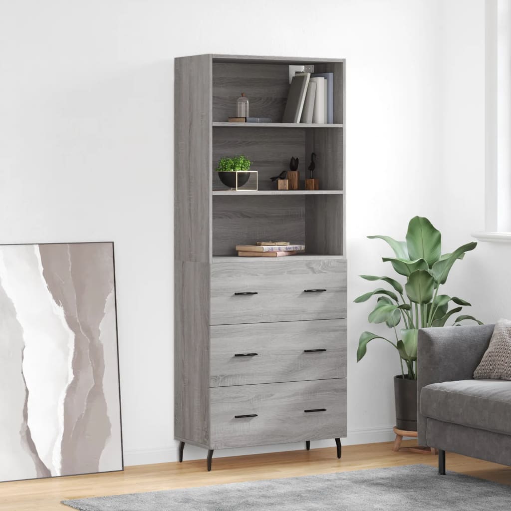 Credenza Grigio Sonoma 69,5x34x180 cm in Legno Multistrato - homemem39