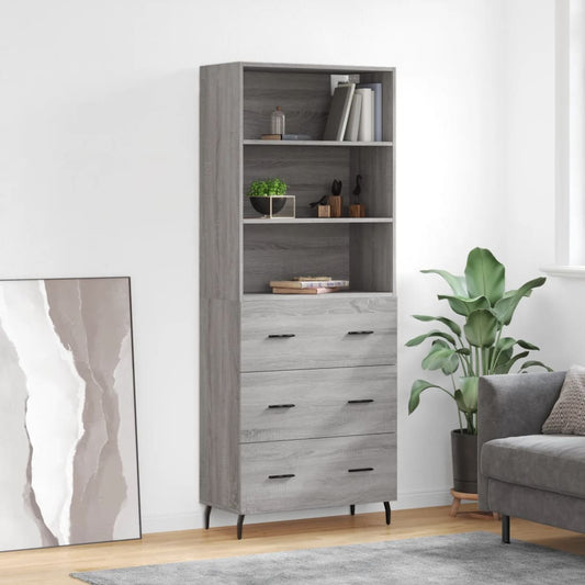 Credenza Grigio Sonoma 69,5x34x180 cm in Legno Multistrato - homemem39