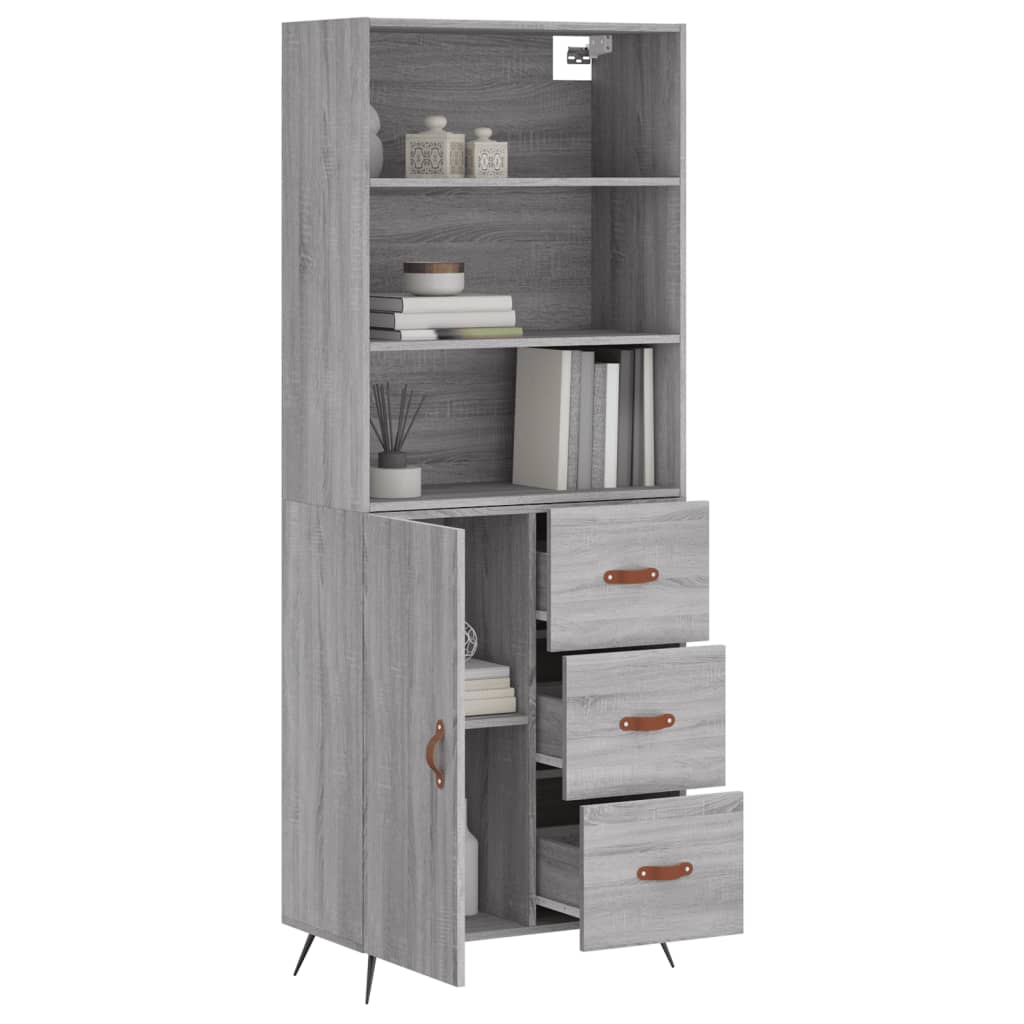 Credenza Grigio Sonoma 69,5x34x180 cm in Legno Multistrato - homemem39