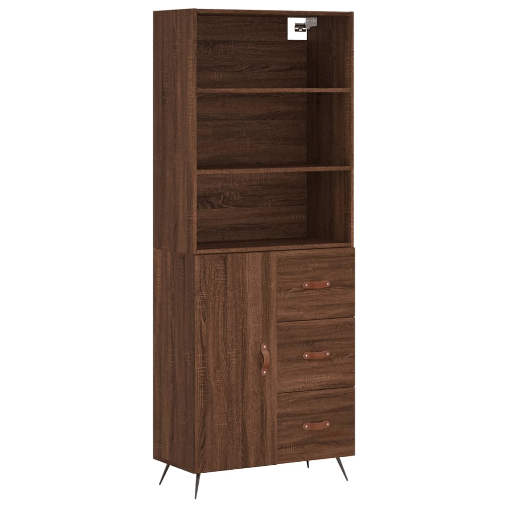 Credenza Rovere Marrone 69,5x34x180 cm in Legno Multistrato