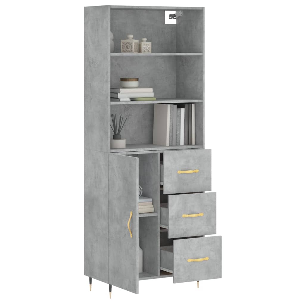 Credenza Grigio Cemento 69,5x34x180 cm in Legno Multistrato - homemem39