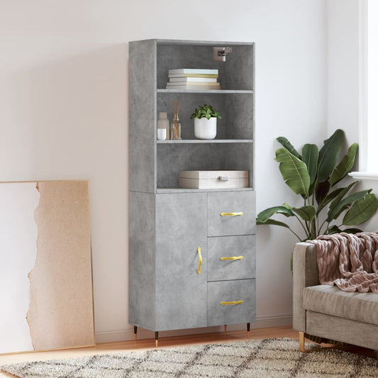 Credenza Grigio Cemento 69,5x34x180 cm in Legno Multistrato - homemem39