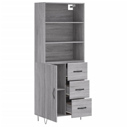 Credenza Grigio Sonoma 69,5x34x180 cm in Legno Multistrato