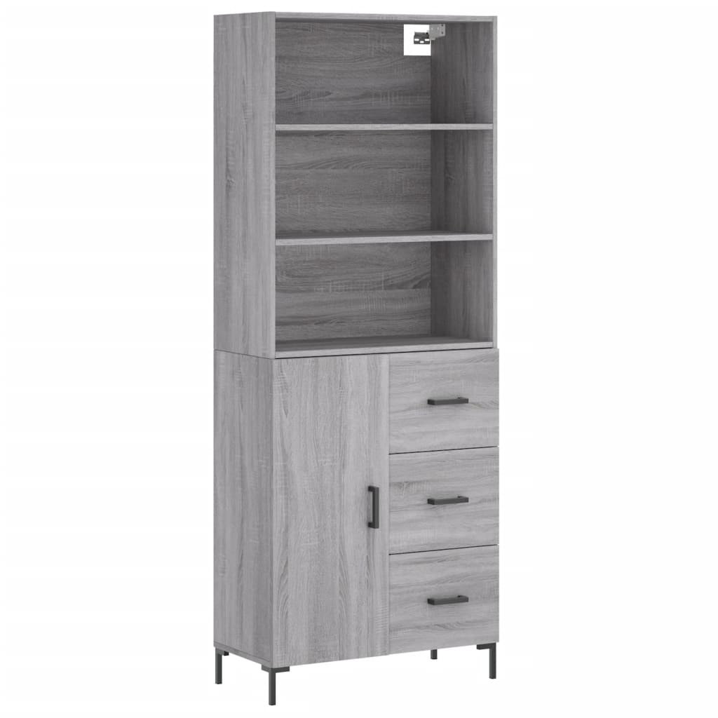 Credenza Grigio Sonoma 69,5x34x180 cm in Legno Multistrato