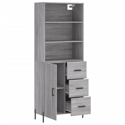 Credenza Grigio Sonoma 69,5x34x180 cm in Legno Multistrato