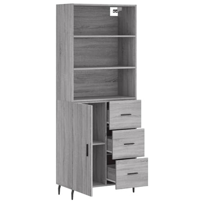 Credenza Grigio Sonoma 69,5x34x180 cm in Legno Multistrato