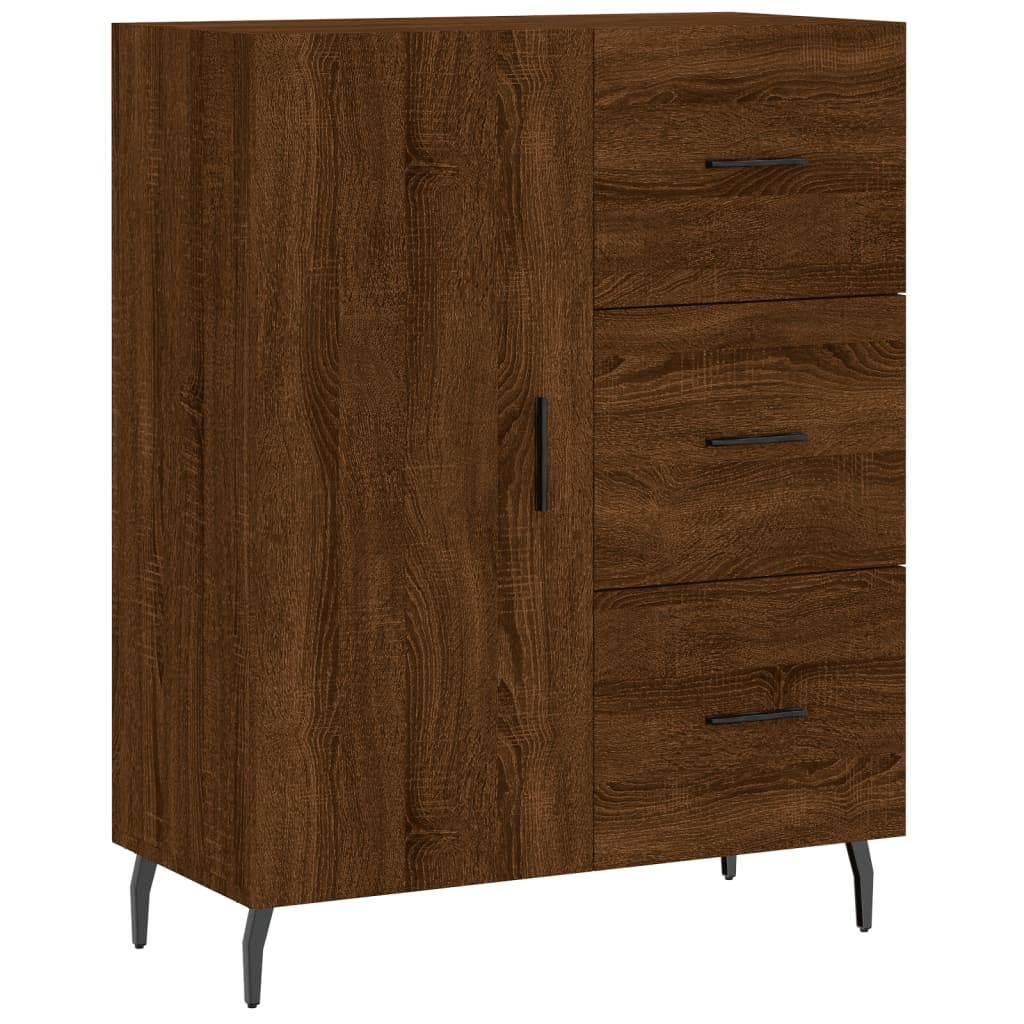 Credenza Rovere Marrone 69,5x34x180 cm in Legno Multistrato