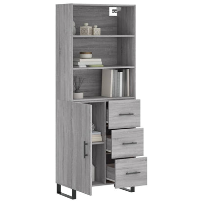 Credenza Grigio Sonoma 69,5x34x180 cm in Legno Multistrato