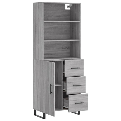 Credenza Grigio Sonoma 69,5x34x180 cm in Legno Multistrato