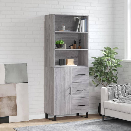 Credenza Grigio Sonoma 69,5x34x180 cm in Legno Multistrato