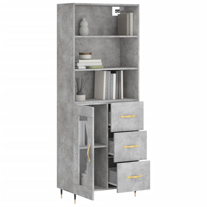 Credenza Grigio Cemento 69,5x34x180 cm in Legno Multistrato - homemem39