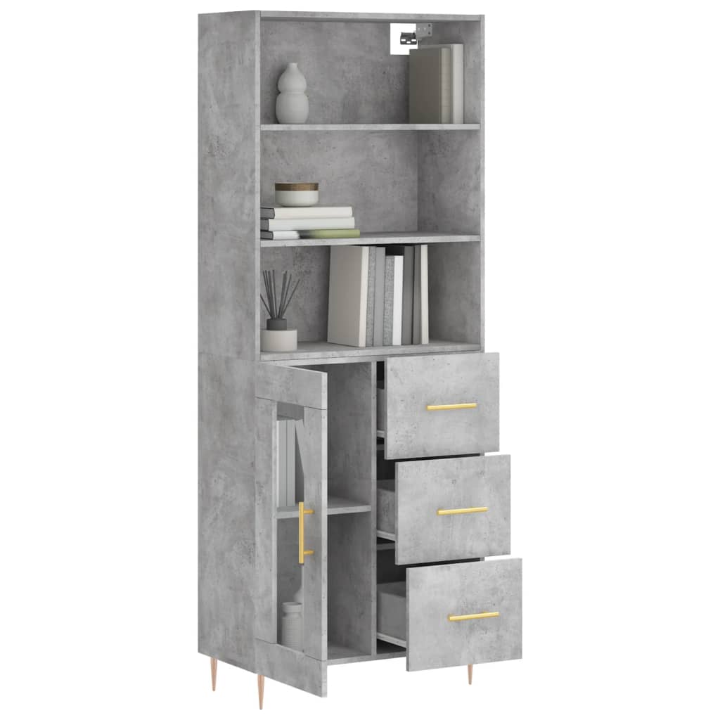 Credenza Grigio Cemento 69,5x34x180 cm in Legno Multistrato - homemem39