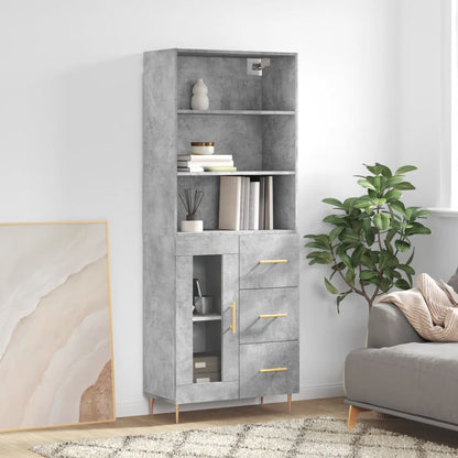 Credenza Grigio Cemento 69,5x34x180 cm in Legno Multistrato - homemem39