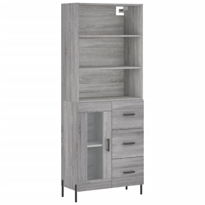 Credenza Grigio Sonoma 69,5x34x180 cm in Legno Multistrato