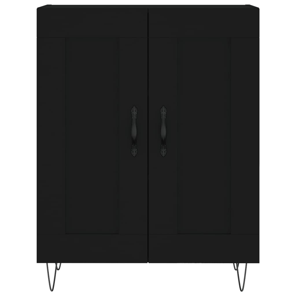 Credenza Nera 69,5x34x180 cm in Legno Multistrato