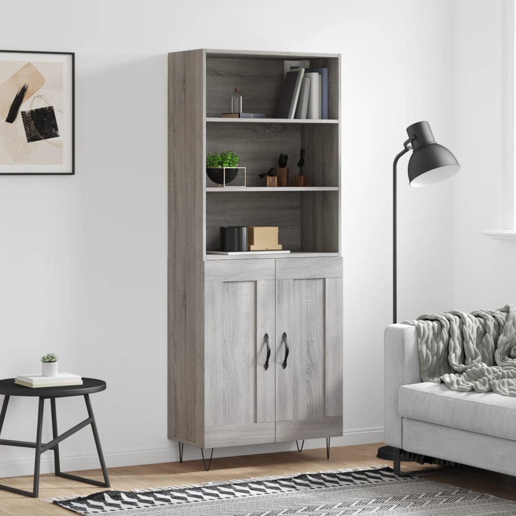 Credenza Grigio Sonoma 69,5x34x180 cm in Legno Multistrato - homemem39