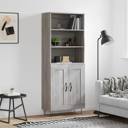 Credenza Grigio Sonoma 69,5x34x180 cm in Legno Multistrato - homemem39