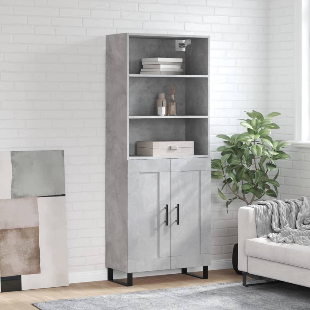 Credenza Grigio Cemento 69,5x34x180 cm in Legno Multistrato - homemem39