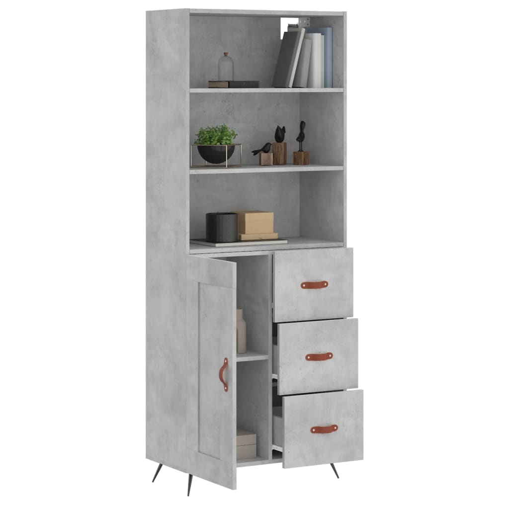 Credenza Grigio Cemento 69,5x34x180 cm in Legno Multistrato - homemem39