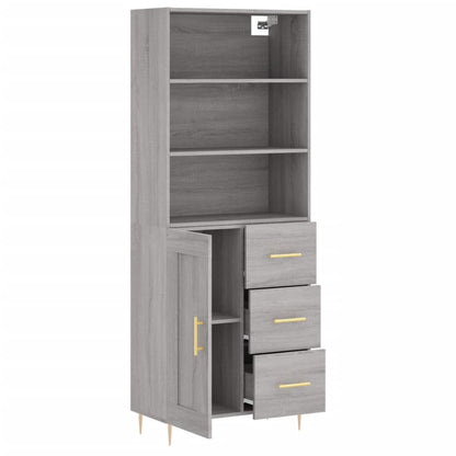 Credenza Grigio Sonoma 69,5x34x180 cm in Legno Multistrato