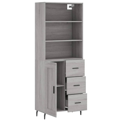 Credenza Grigio Sonoma 69,5x34x180 cm in Legno Multistrato