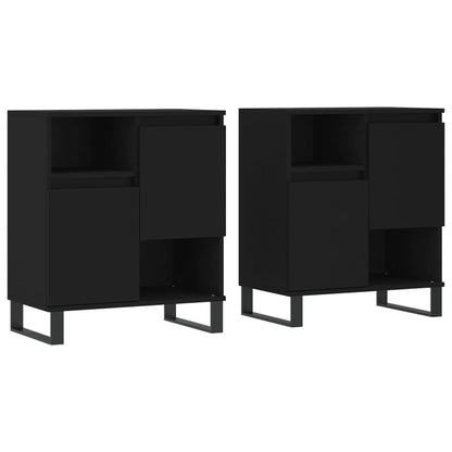 2 pcs Black Sideboards in Multilayer Wood