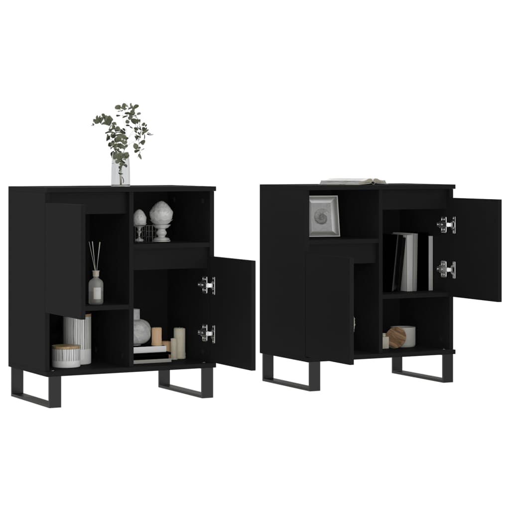 2 pcs Black Sideboards in Multilayer Wood