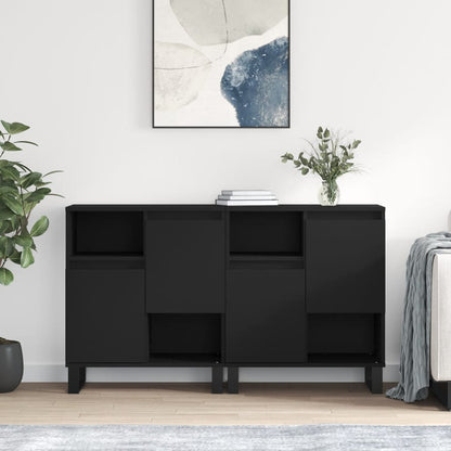 2 pcs Black Sideboards in Multilayer Wood