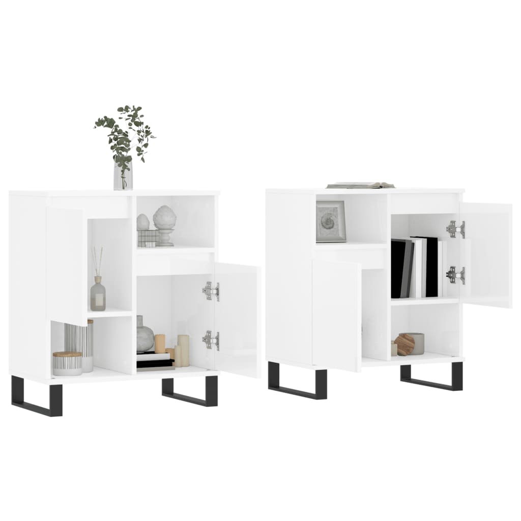 Credenze 2 pz Bianco Lucido in Legno Multistrato - homemem39