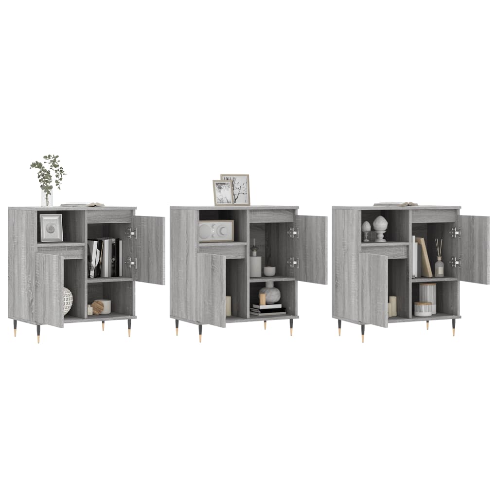 Credenze 3 pz Grigio Sonoma in Legno Multistrato - homemem39