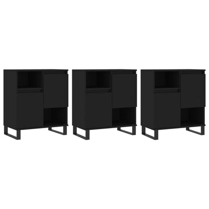 3 pcs Black Sideboards in Multilayer Wood