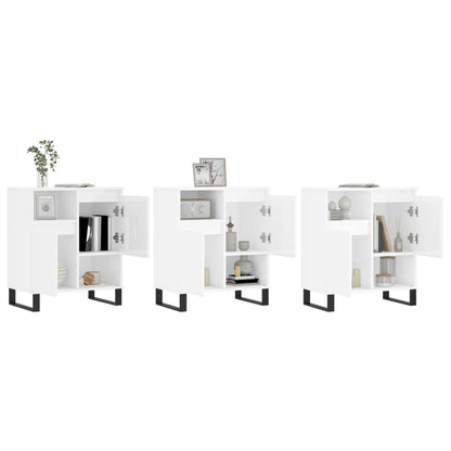 Credenze 3 pz Bianco Lucido in Legno Multistrato - homemem39
