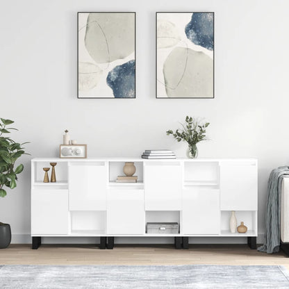 Credenze 3 pz Bianco Lucido in Legno Multistrato - homemem39