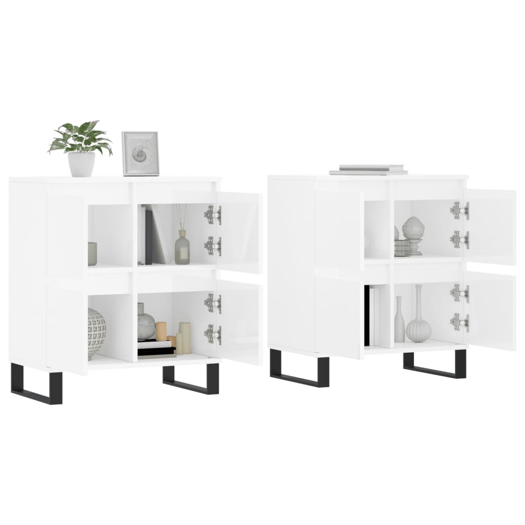 Credenze 2 pz Bianco Lucido in Legno Multistrato - homemem39