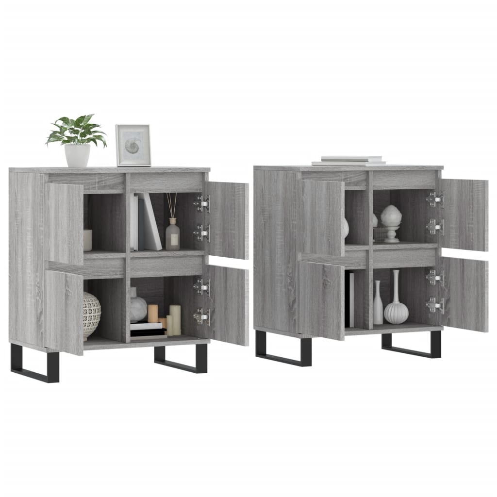 Credenze 2 pz Grigio Sonoma in Legno Multistrato - homemem39