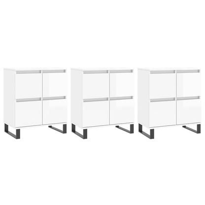 Credenze 3 pz Bianco Lucido in Legno Multistrato - homemem39