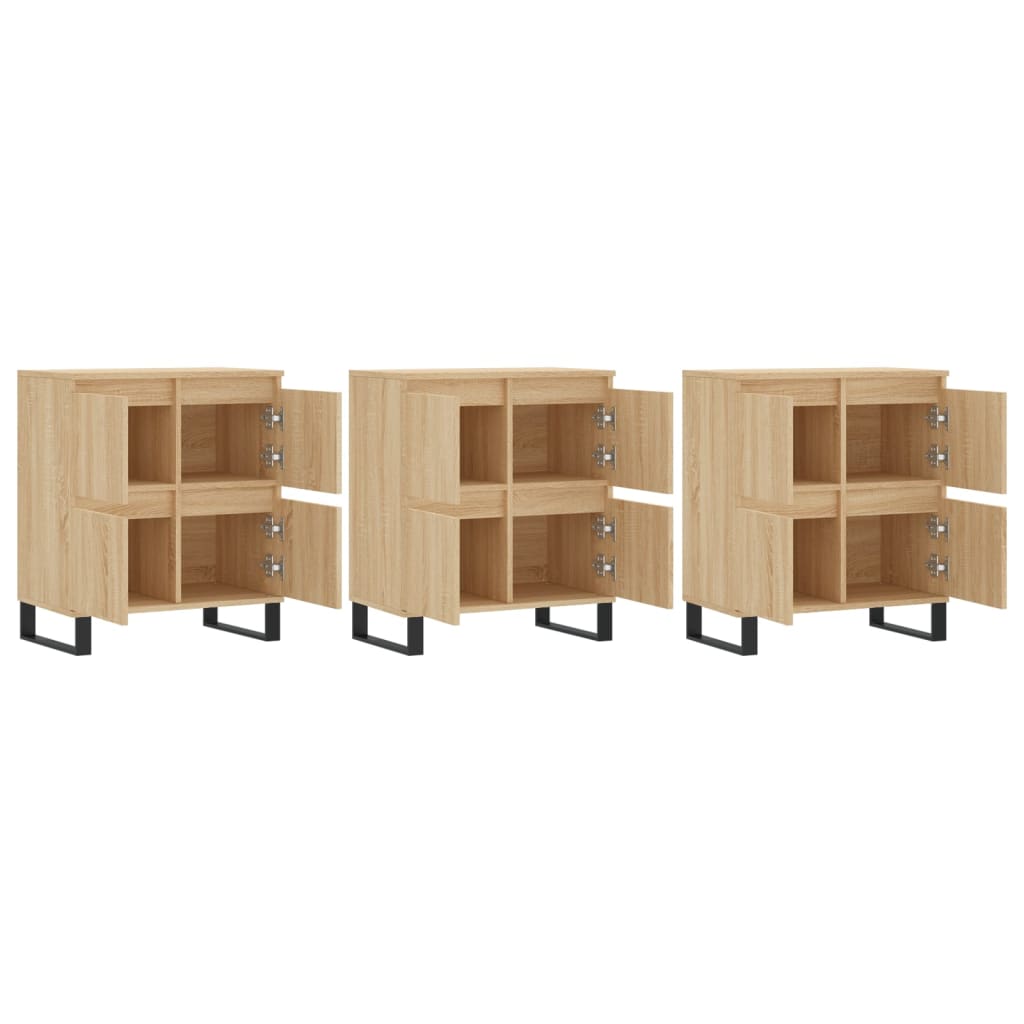 3 pcs Sonoma Oak sideboards in plywood