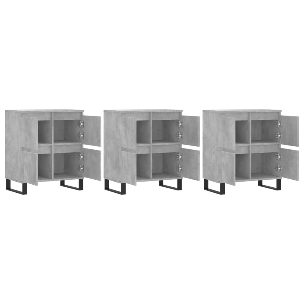 Credenze 3 pz Grigio Cemento in Legno Multistrato | homemem39