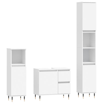 Set Mobili da Bagno 3 pz Bianco in Legno Multistrato | homemem39