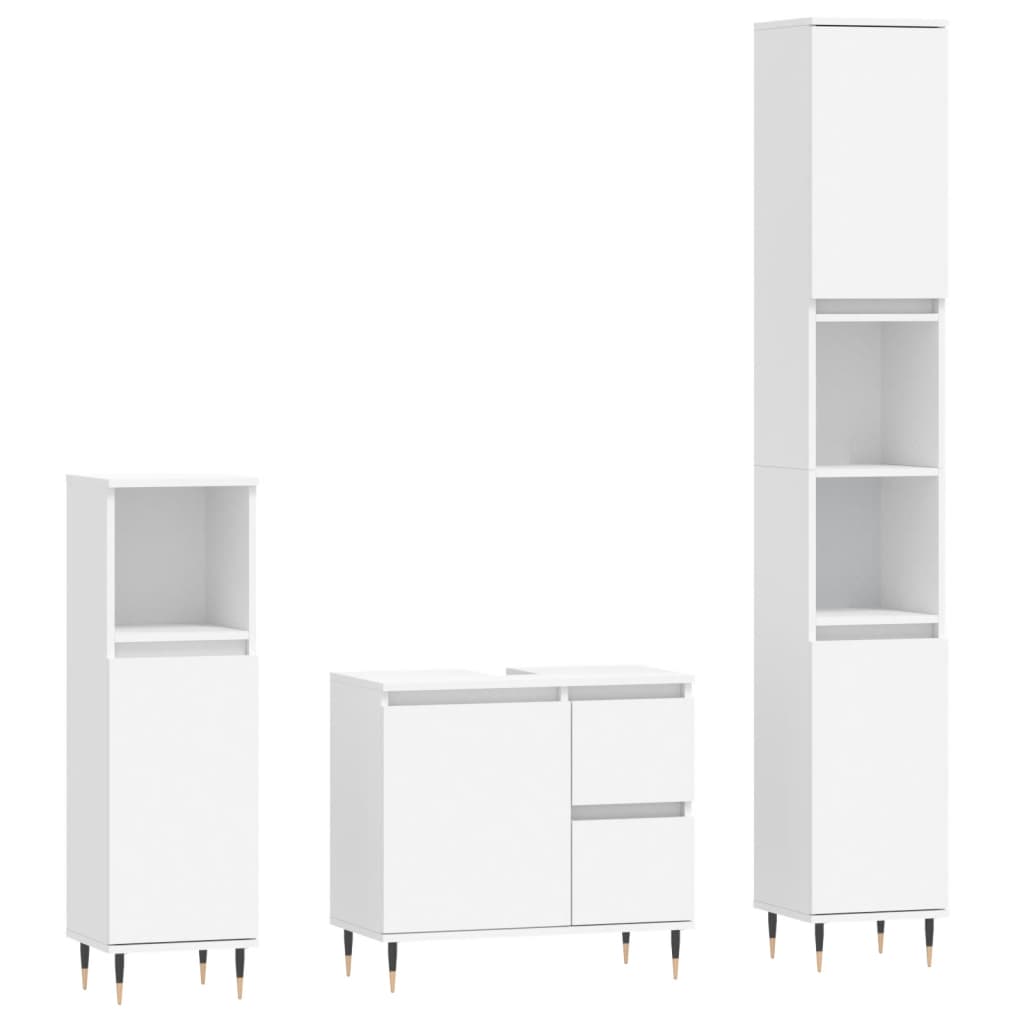 Set Mobili da Bagno 3 pz in legno multistrato