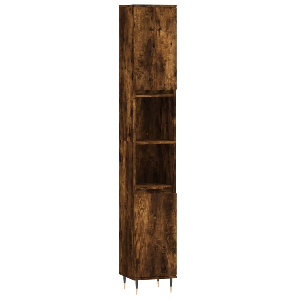 Set Mobili da Bagno 3 pz Rovere Fumo in Legno Multistrato | homemem39