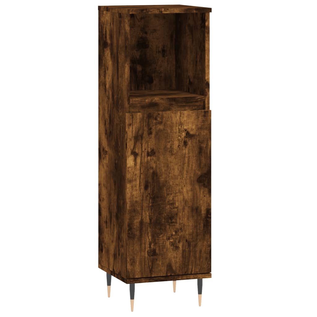 Set Mobili da Bagno 3 pz Rovere Fumo in Legno Multistrato