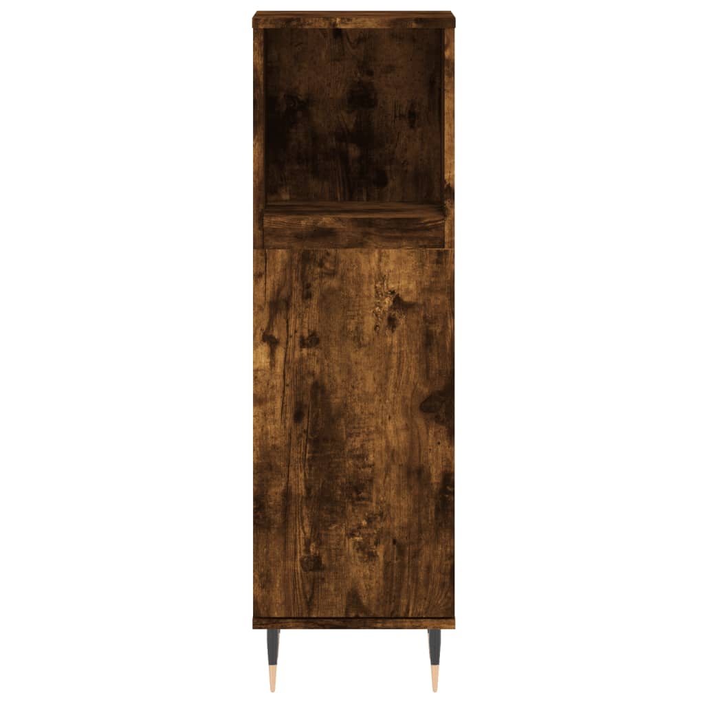 Set Mobili da Bagno 3 pz Rovere Fumo in Legno Multistrato