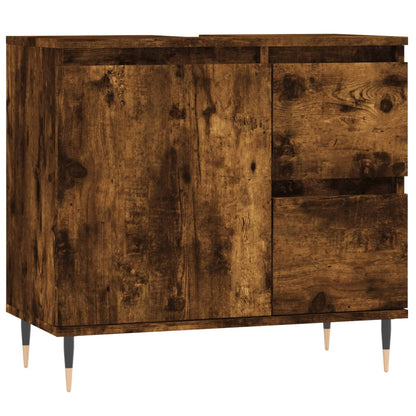 Set Mobili da Bagno 3 pz Rovere Fumo in Legno Multistrato