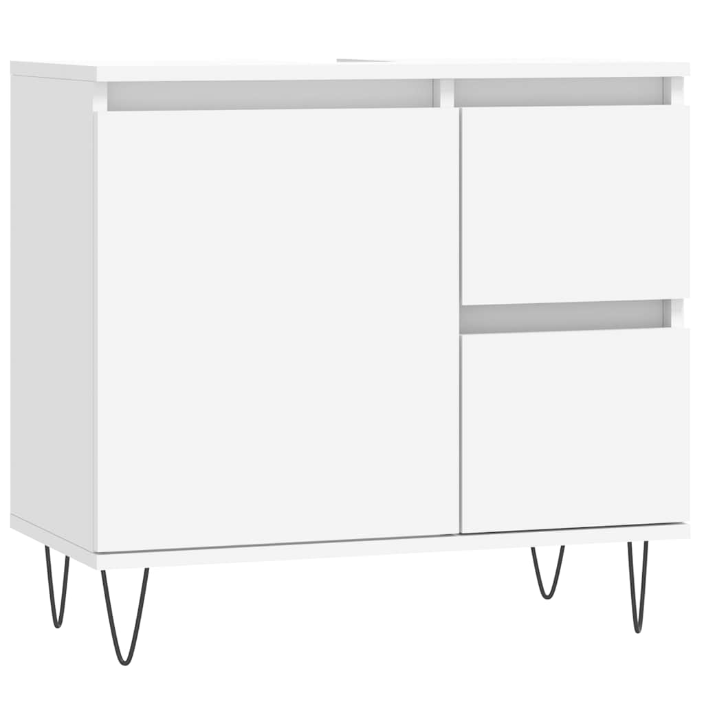 Set Mobili da Bagno 3 pz Bianco in Legno Multistrato