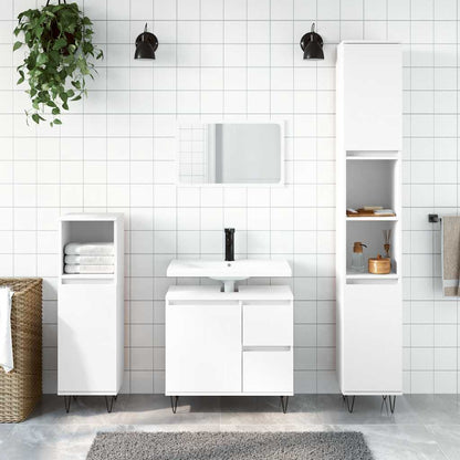 Set Mobili da Bagno 3 pz Bianco in Legno Multistrato