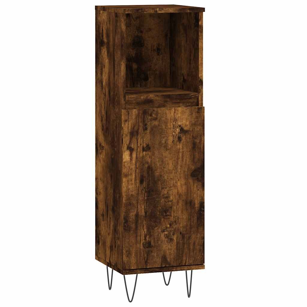 Set Mobili da Bagno 3 pz Rovere Fumo in Legno Multistrato